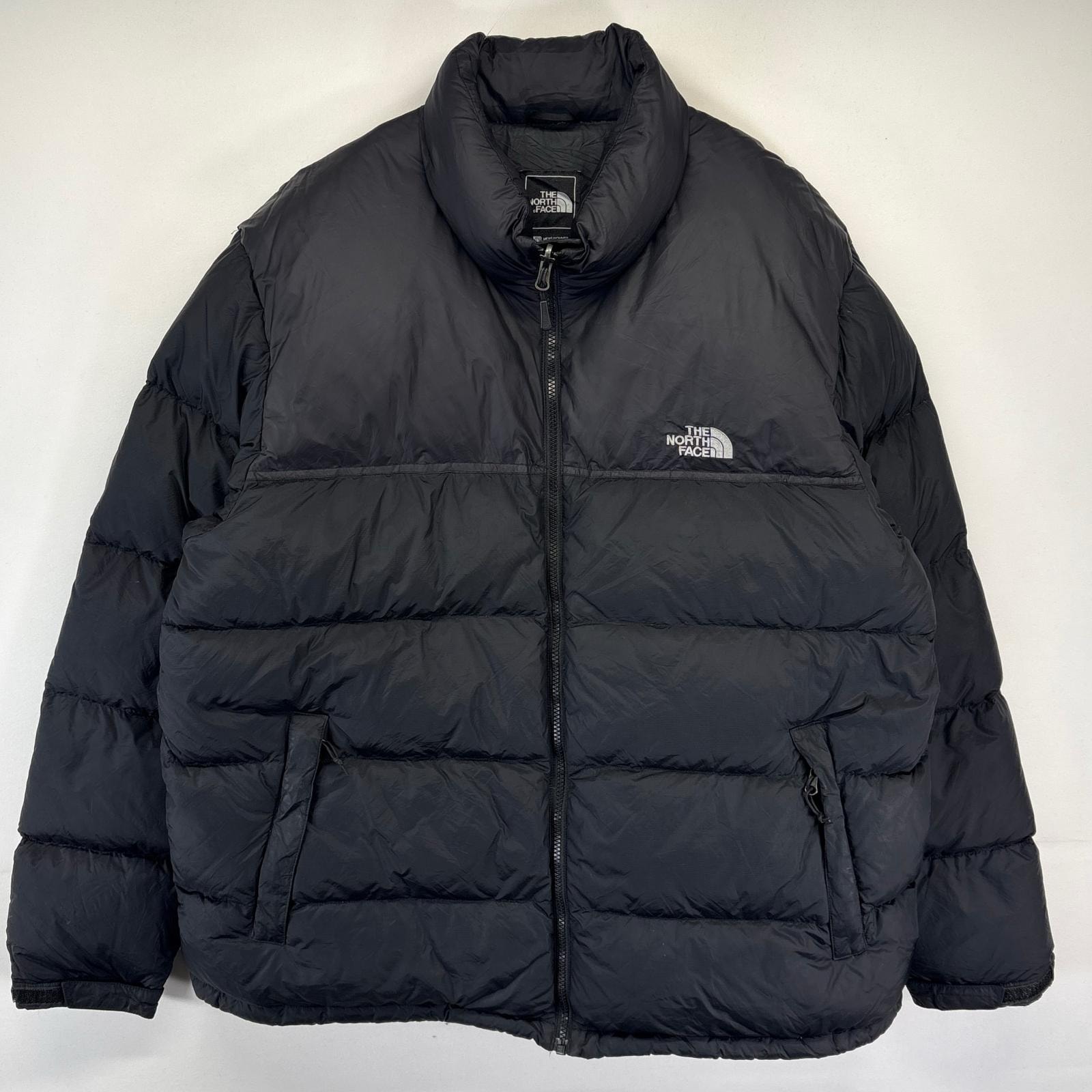 古着 ザ・ノースフェイス THE NORTH FACE ダウンジャケット ヌプシ 700fill アウトドア ワンポイントロゴ 2XL  ブラック メンズ