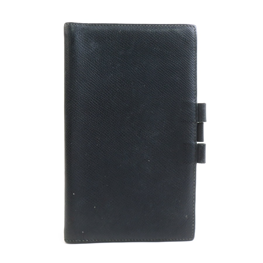エルメス HERMES 手帳カバー レザー ブラック レディース【中古】 e61422a