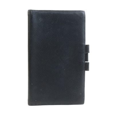エルメス HERMES 手帳カバー レザー ブラック レディース【中古】 e61422a