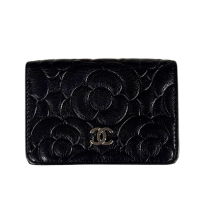 シャネル スモールフラップウォレット カメリア 三つ折り財布 レザー レディース CHANEL 中古
