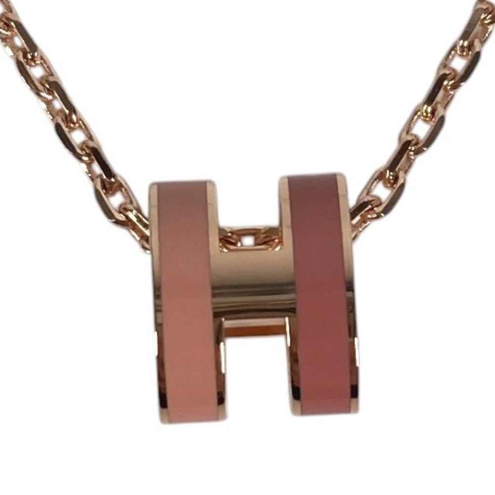 エルメス HERMES ペンダント 《ミニ ポップH》 ロカバール ポップアッシュ H アクセサリー チェーンネックレス ネックレス メタル ピンク 未使用