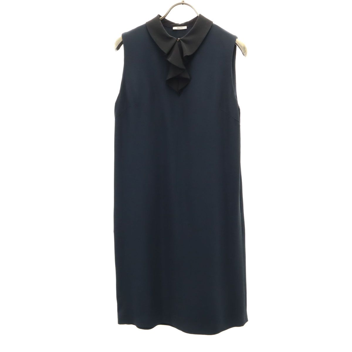 MIUMIU ミュウミュウ ノースリーブ 膝丈ワンピース 38 ネイビー