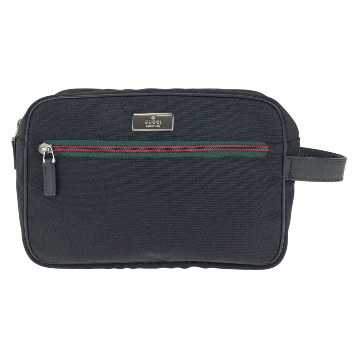 GUCCI グッチ シェリーライン ロゴプレート ブラック 黒 ナイロン クラッチバッグ セカンドバッグ 602605 【中古】