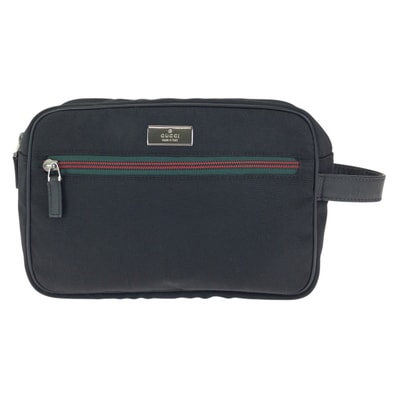 GUCCI グッチ シェリーライン ロゴプレート ブラック 黒 ナイロン クラッチバッグ セカンドバッグ 602605 【中古】