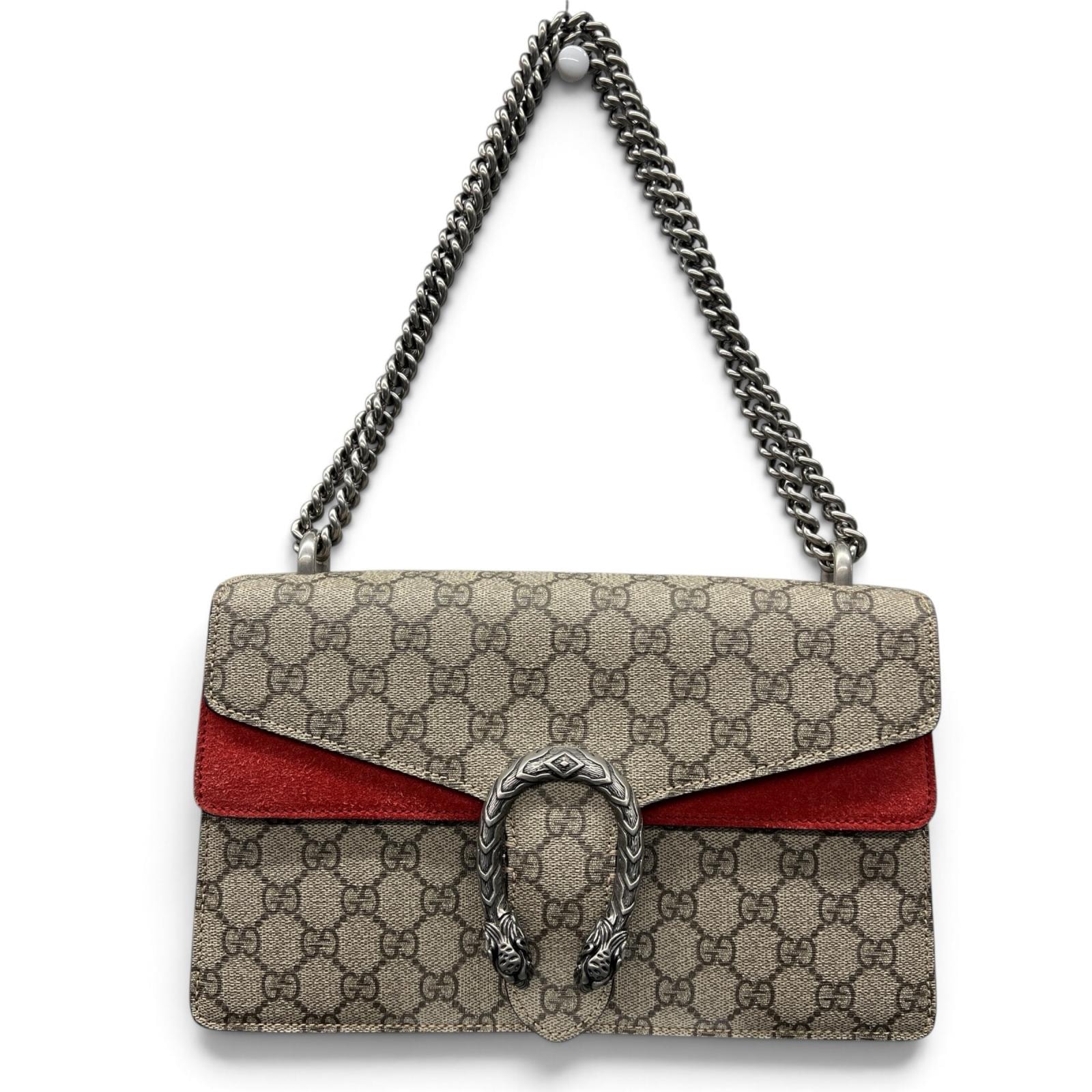 GUCCI 極美品 グッチ ディオニュソス GGスプリーム チェーンショルダーバッグ 400249 レザー ベージュ オレンジ セミショルダー ハンドバッグ Aランク 中古 鑑定済 グッチバッグ