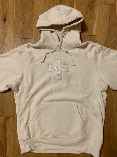 Supreme Cross Box Logo Hooded Sweatshirt "Natural"