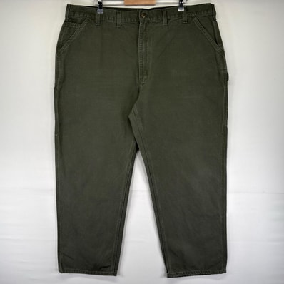 古着 カーハート Carhartt ダック パンツ ペインター ジッパーフライ ワンポイント 大きいサイズ W44 L32 グリーン系 メンズ