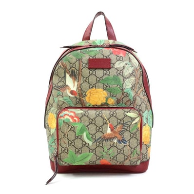 グッチ GUCCI リュック GGスプリームキャンバス/レザー ベージュ/ブラウン/レッド/マルチカラー レディース 427042【中古】 e60636a