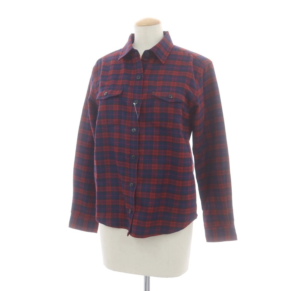 【中古】ザノースフェイス THE NORTH FACE ポリエステル チェック カジュアルシャツ レッドxネイビー【サイズL】【レディース】