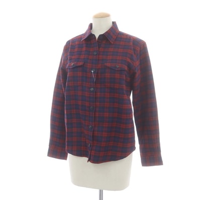 【中古】ザノースフェイス THE NORTH FACE ポリエステル チェック カジュアルシャツ レッドxネイビー【サイズL】【レディース】