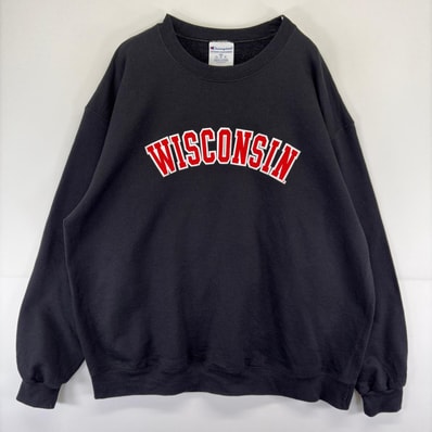 古着 チャンピオン Champion スウェット プルオーバー ロゴ クルーネック カレッジ 大きいサイズ トレーナー 2XL ブラック メンズ