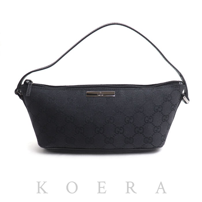 GUCCI グッチ GGキャンバス ポーチ ブラック 07198 ハンドバッグ レディース【中古】