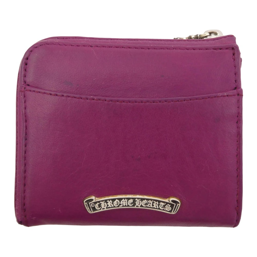 CHROME HEARTS クロムハーツ(原本無) 財布 フィリグリープラス ハーフジップ レザー ウォレット 財布 パープル系【中古】