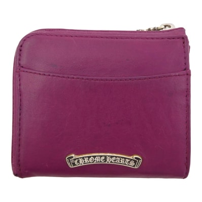 CHROME HEARTS クロムハーツ(原本無) 財布 フィリグリープラス ハーフジップ レザー ウォレット 財布 パープル系【中古】
