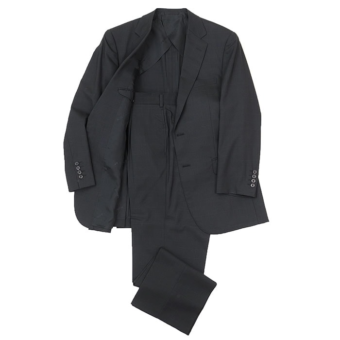 【SALE】BURBERRY LONDON バーバリーロンドン スーツ グレンチェック サイズ AB6 メンズ ウール100% トロピカル ジャケット 2B スラックス セットアップ チャコール 日本製