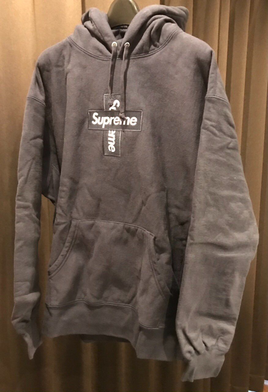 Supreme Cross Box Logo Hooded Sweatshirt "Navy"
