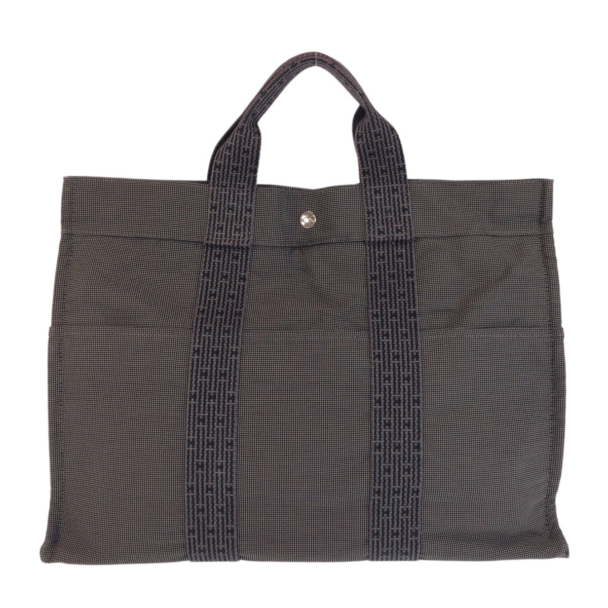 美品 HERMES エルメス エールラインMM グレー シルバー金具 ポリアミド ポリエステル/ トートバッグ ハンドバッグ 602075 【中古】
