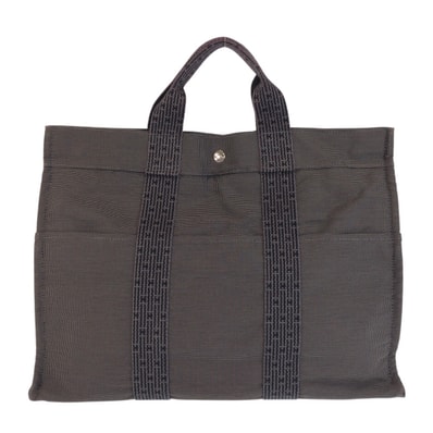 美品 HERMES エルメス エールラインMM グレー シルバー金具 ポリアミド ポリエステル/ トートバッグ ハンドバッグ 602075 【中古】