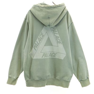 PALACE パレス バックロゴ 長袖 ウォッシュ加工 スウェットパーカー L グリーングレー系