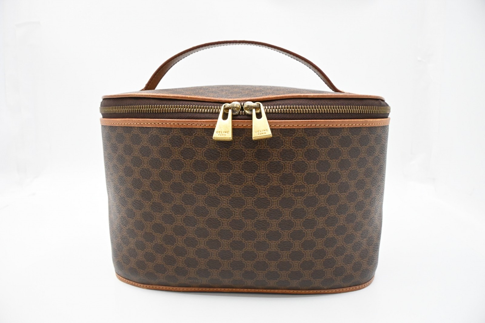 セリーヌ ヴィンテージ マカダム ヴァニティ ハンドバッグ ブラウン