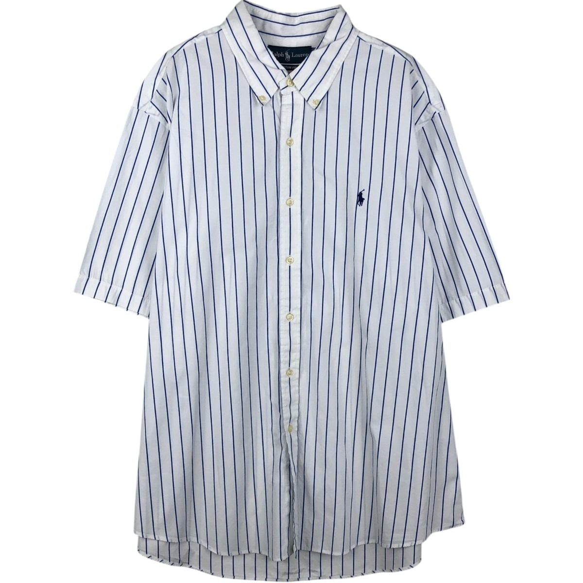 古着 ラルフローレン Ralph Lauren CUSTOM FIT 半袖 ボタンダウン ストライプシャツ メンズXXL相当/eaa643964