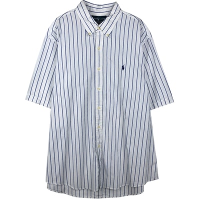 古着 ラルフローレン Ralph Lauren CUSTOM FIT 半袖 ボタンダウン ストライプシャツ メンズXXL相当/eaa643964