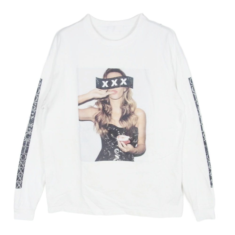 GOD SELECTION XXX ゴッドセレクション Tシャツ フォト プリント 袖ロゴ ロングスリーブ 長袖 Tシャツ ホワイト系 M【中古】