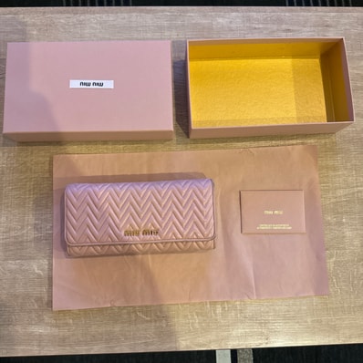 MIU MIU Large Matelasse Nappa Leather Wallet "Pink"