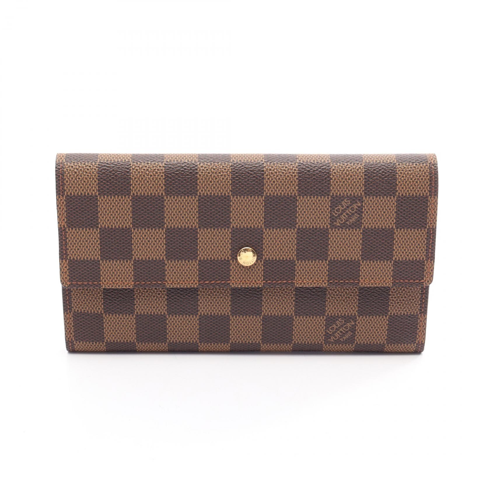ルイ・ヴィトン LOUIS VUITTON ポルトトレゾール インターナショナル ダミエエベヌ 三つ折り長財布 財布 レザー PVC レディース ブラウン系 N61215 【中古】