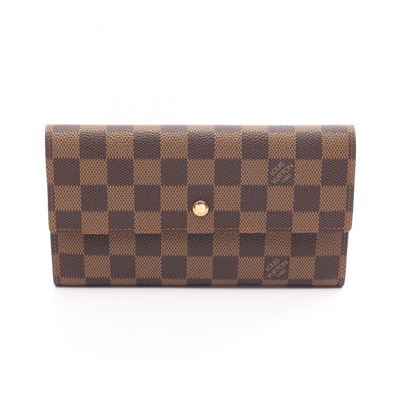 ルイ・ヴィトン LOUIS VUITTON ポルトトレゾール インターナショナル ダミエエベヌ 三つ折り長財布 財布 レザー PVC レディース ブラウン系 N61215 【中古】