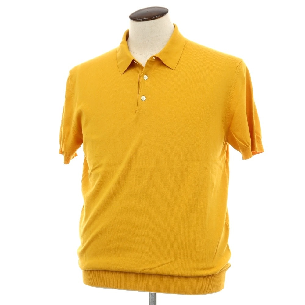 【中古】バラクータ BARACUTA ハイゲージ コットン 半袖 ポロニット イエロー【サイズEU:L】【メンズ】