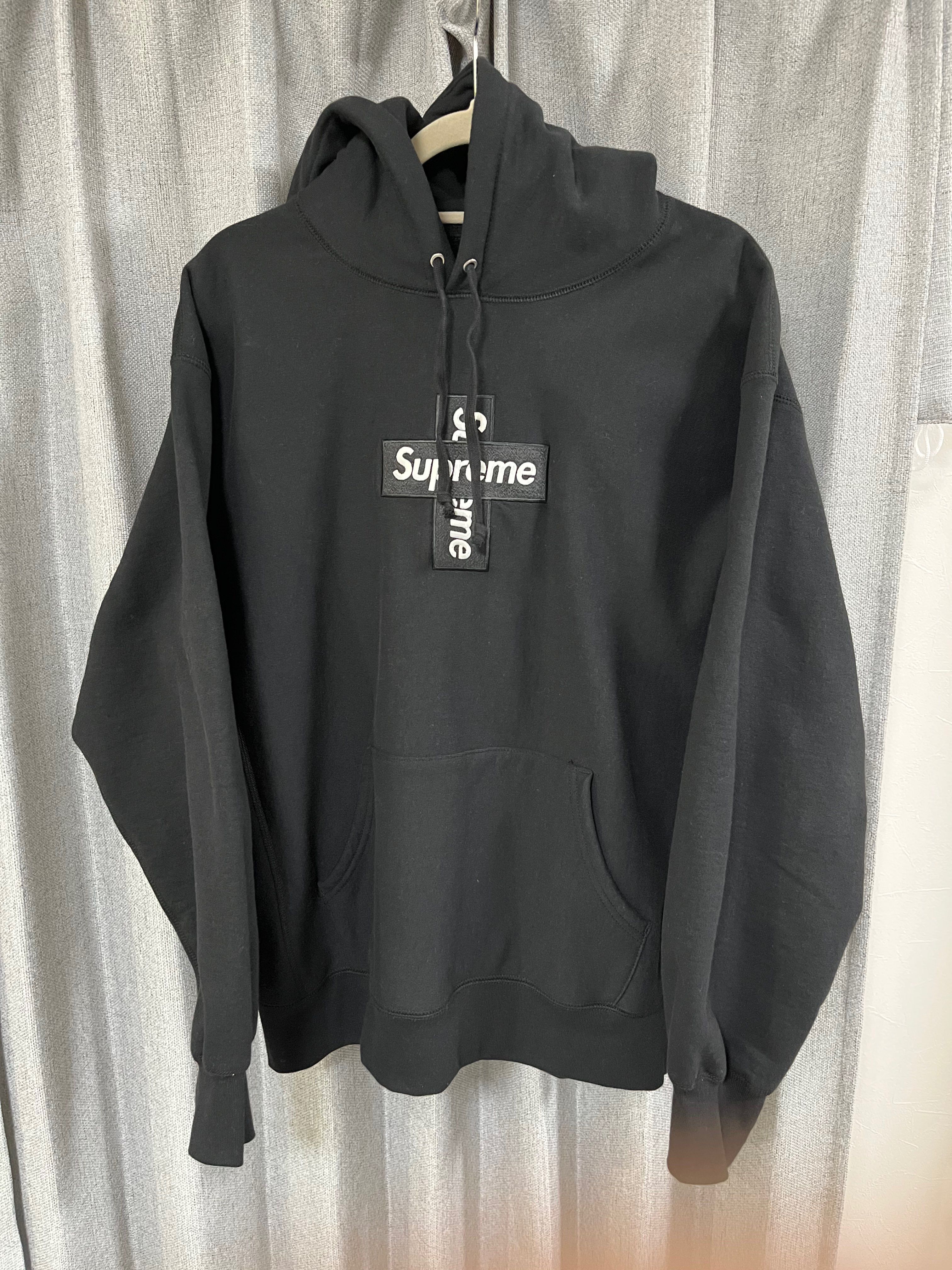 Supreme Cross Box Logo Hooded Sweatshirt "Black"