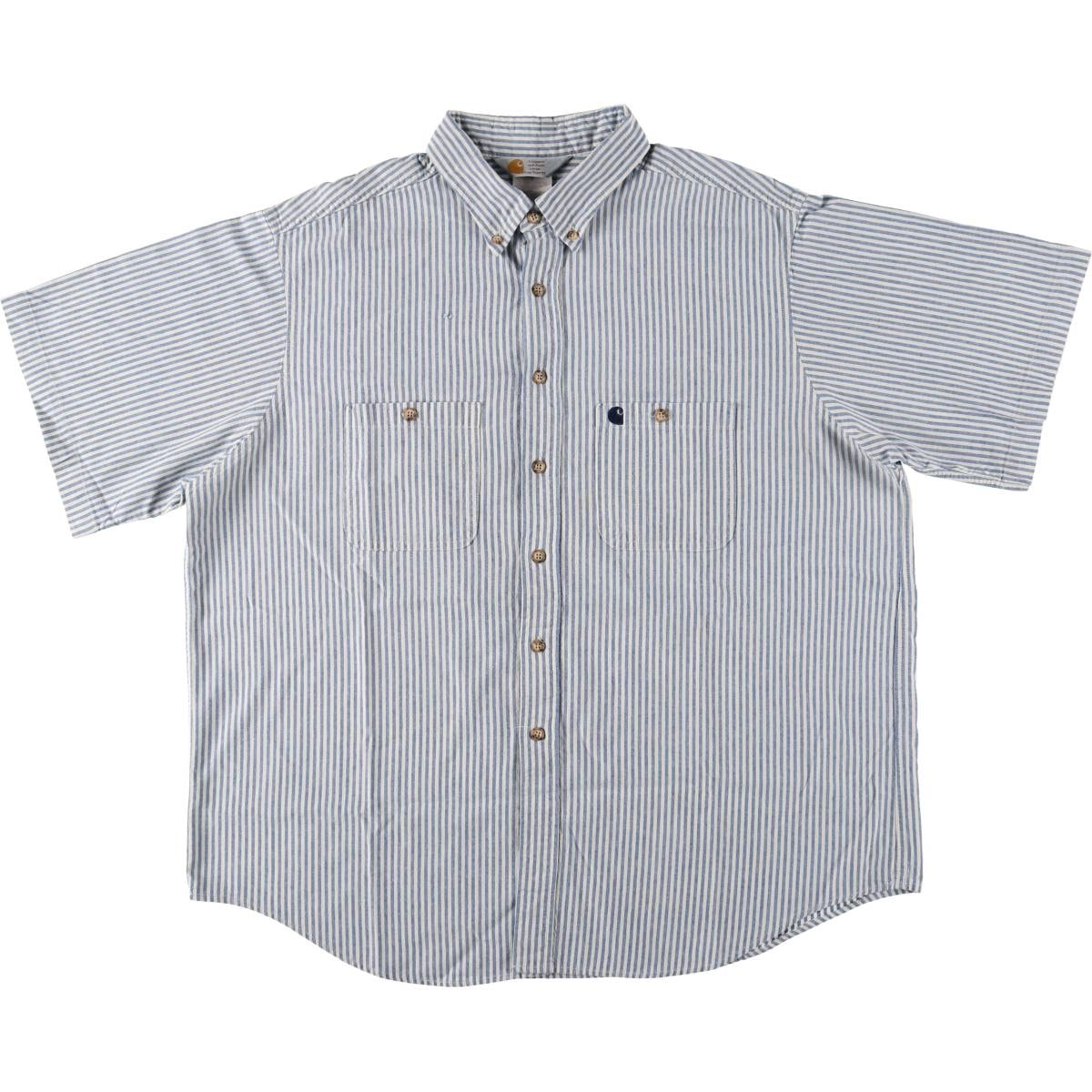 古着 カーハート Carhartt ストライプ柄 ボタンダウン 半袖 ワークシャツ メンズXL相当/eaa557044