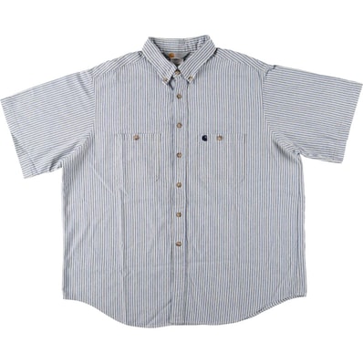 古着 カーハート Carhartt ストライプ柄 ボタンダウン 半袖 ワークシャツ メンズXL相当/eaa557044