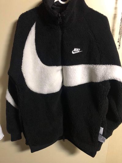 Nike Big Swoosh Reversible Boa Jacket "Black Sail"