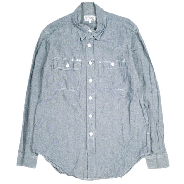 Engineered Garments WORKADAY エンジニアードガーメンツ ワーカデイ アメリカ製 Utility Shirt - Cotton Chambray シャンブレー ユーティリティーシャツ S BLUE 長袖 ワーク トップス g25336