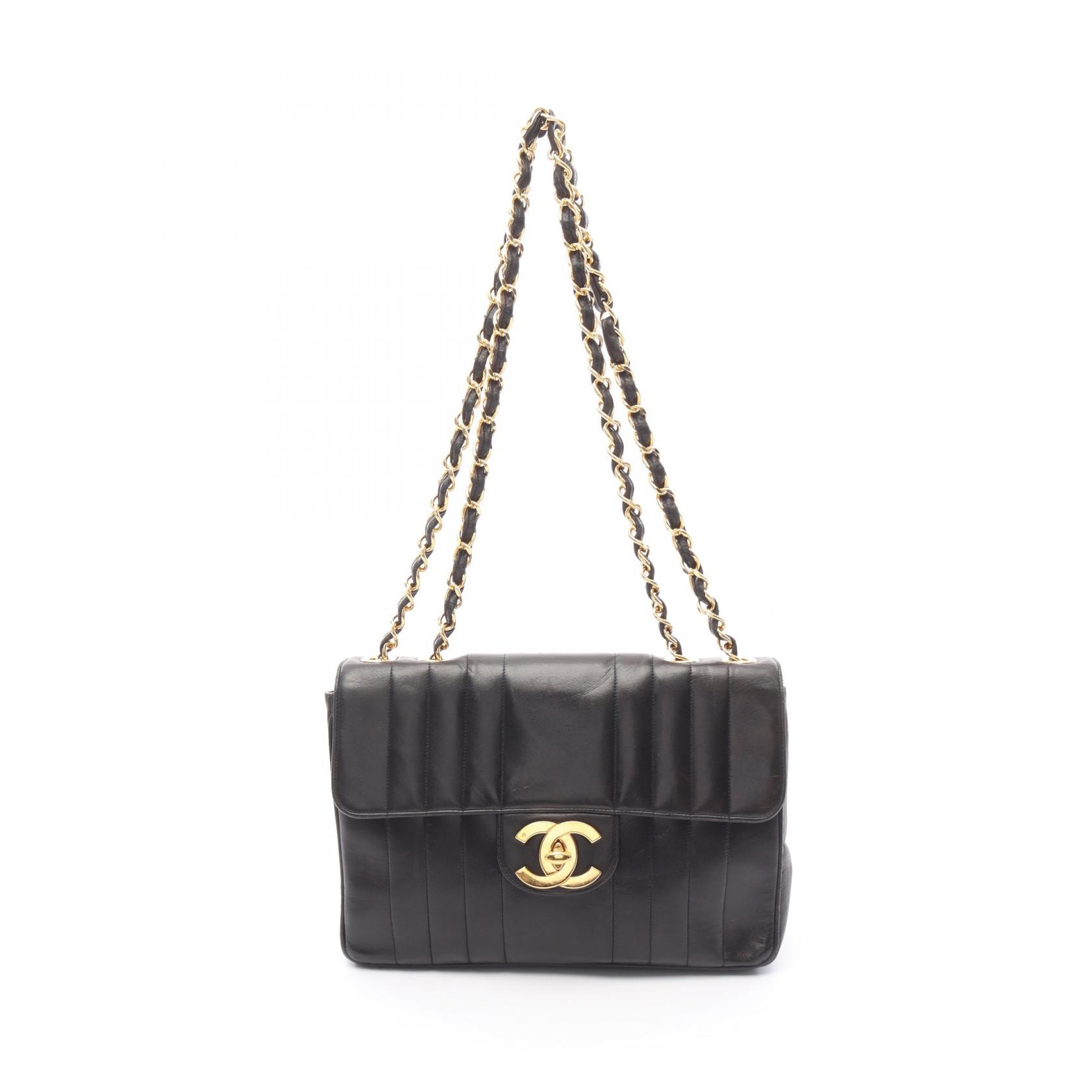 シャネル CHANEL マドモアゼル デカマトラッセ ショルダーバッグ バッグ ラムスキン(羊革) レディース ブラック系 【中古】