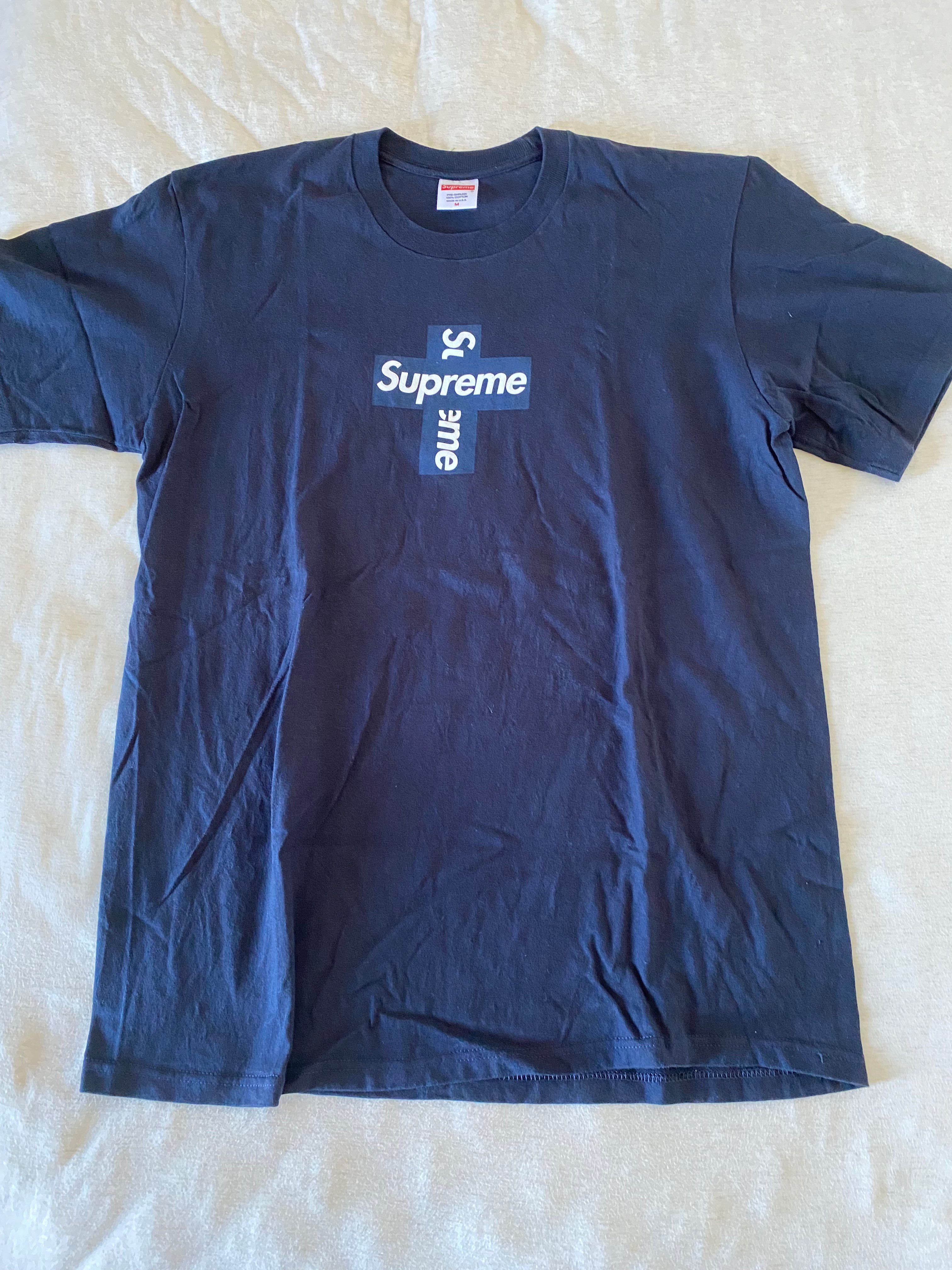 Supreme Cross Box Logo Tee "Navy"