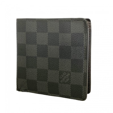 【6ce6493-k】ルイヴィトン 財布 ダミエ・グラフィット ポルトフォイユマルコ N62664 ブラック グレー【中古】