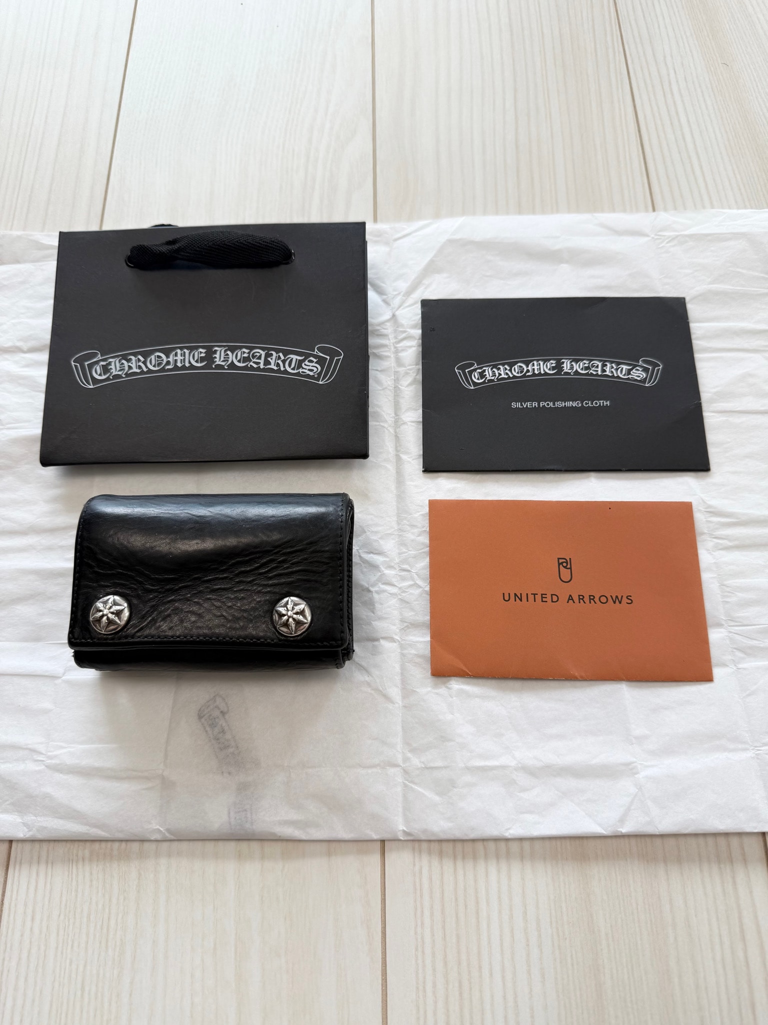 付属品完備/値下げ交渉可能 / 正規品!CHROME HEARTS クロムハーツ スリーフォールド 3FOLD ウォレット 財布