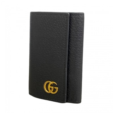 【6de5922】グッチ キーケース GGマーモント 435305 レザー ブラック ゴールド金具【中古】メンズ