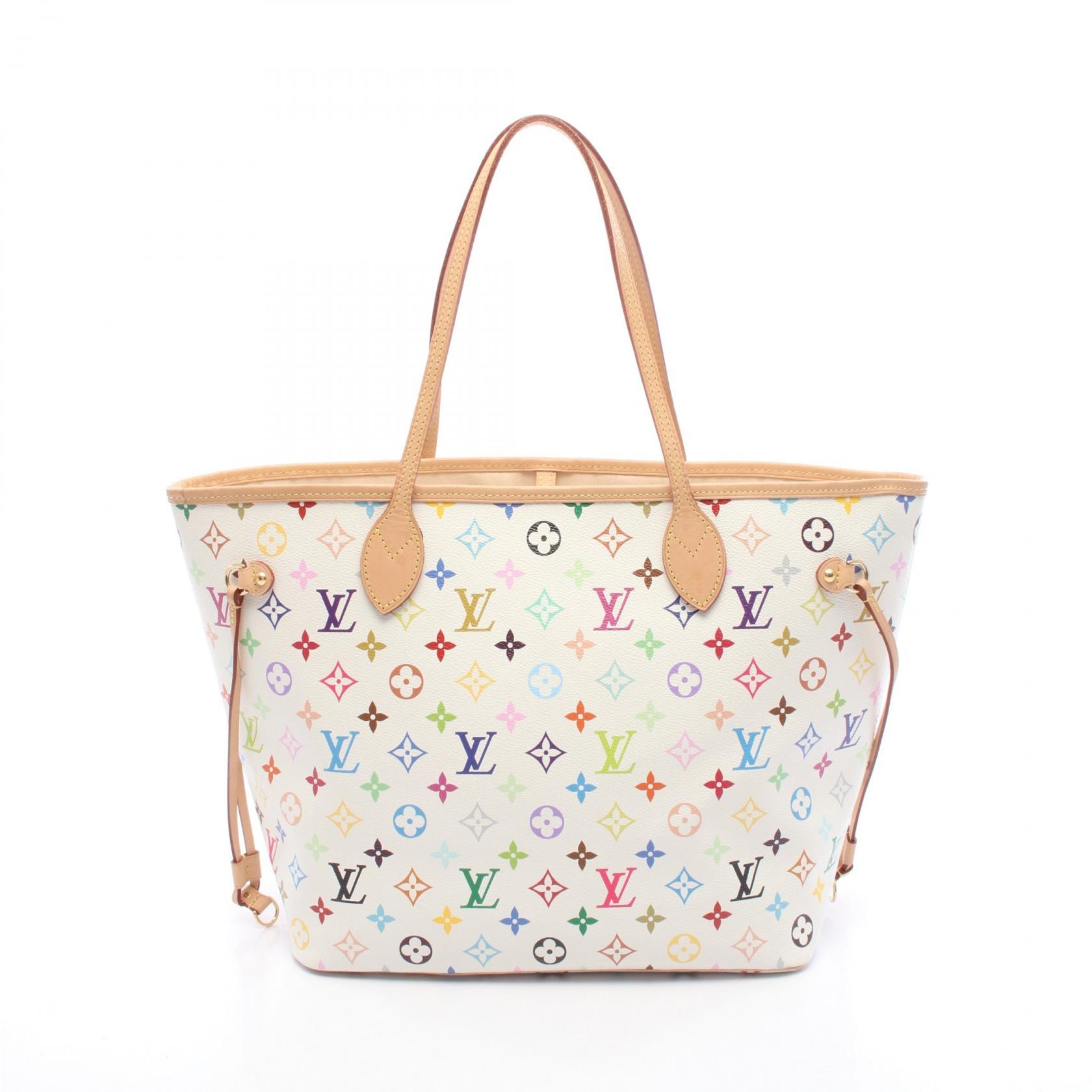 ルイ・ヴィトン LOUIS VUITTON LV × TM ネヴァーフルMM トートバッグ バッグ PVCコーティングキャンバス レザー モノグラム・マルチカラー レディース ホワイト系 M27787 【中古】