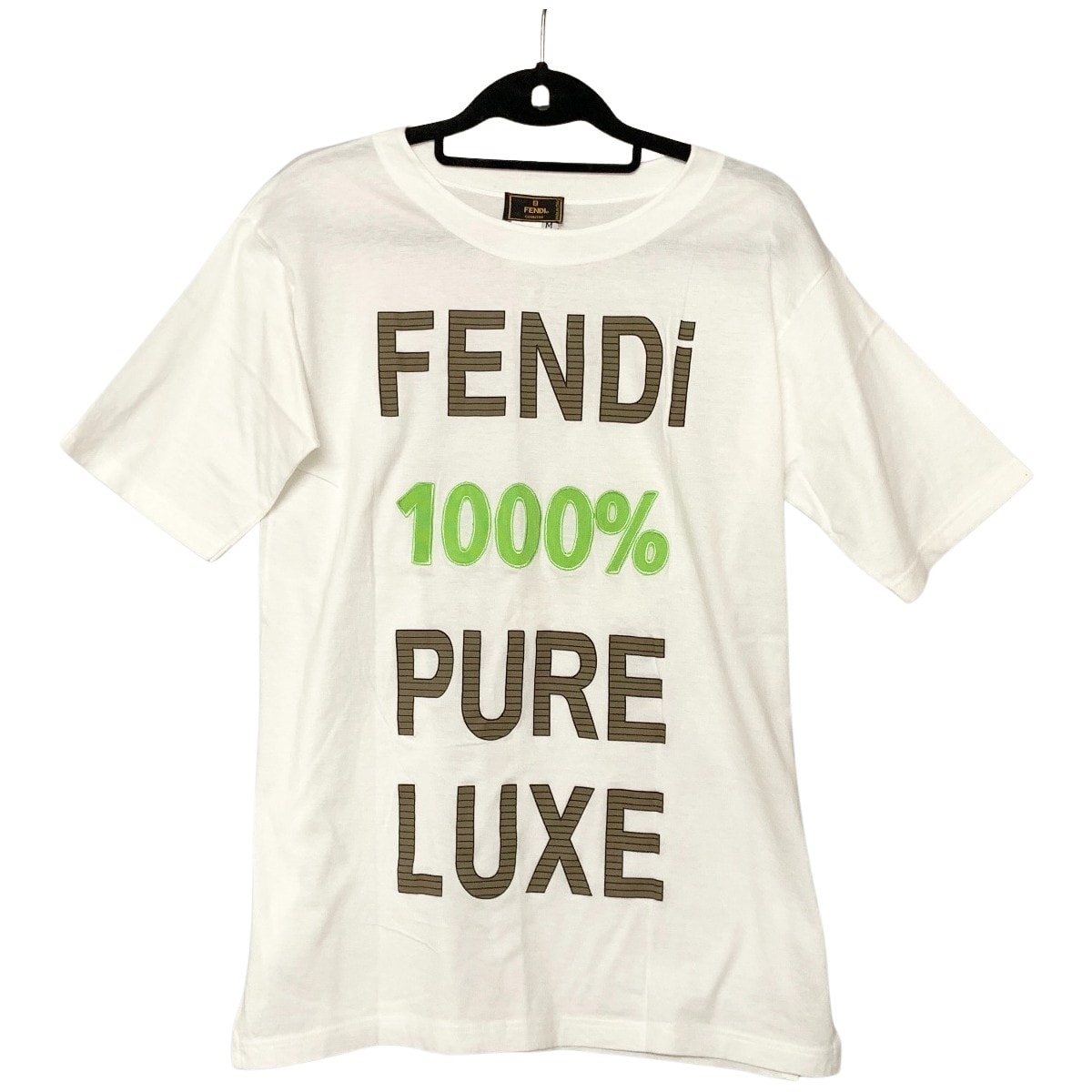 〇〇FENDI フェンディ 1000% PURE LUXE ロゴ Tシャツ SIZE M ホワイト