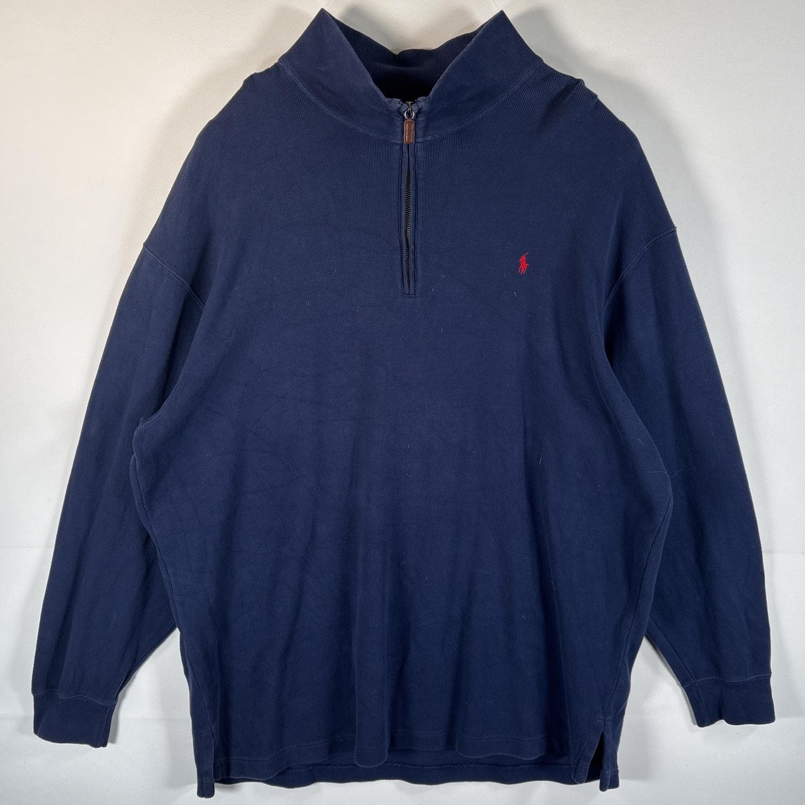 古着 ポロバイラルフローレン Polo by Ralph Lauren スウェット ハーフジップ ニット 大きいサイズ 2XL BIG  ネイビー メンズ