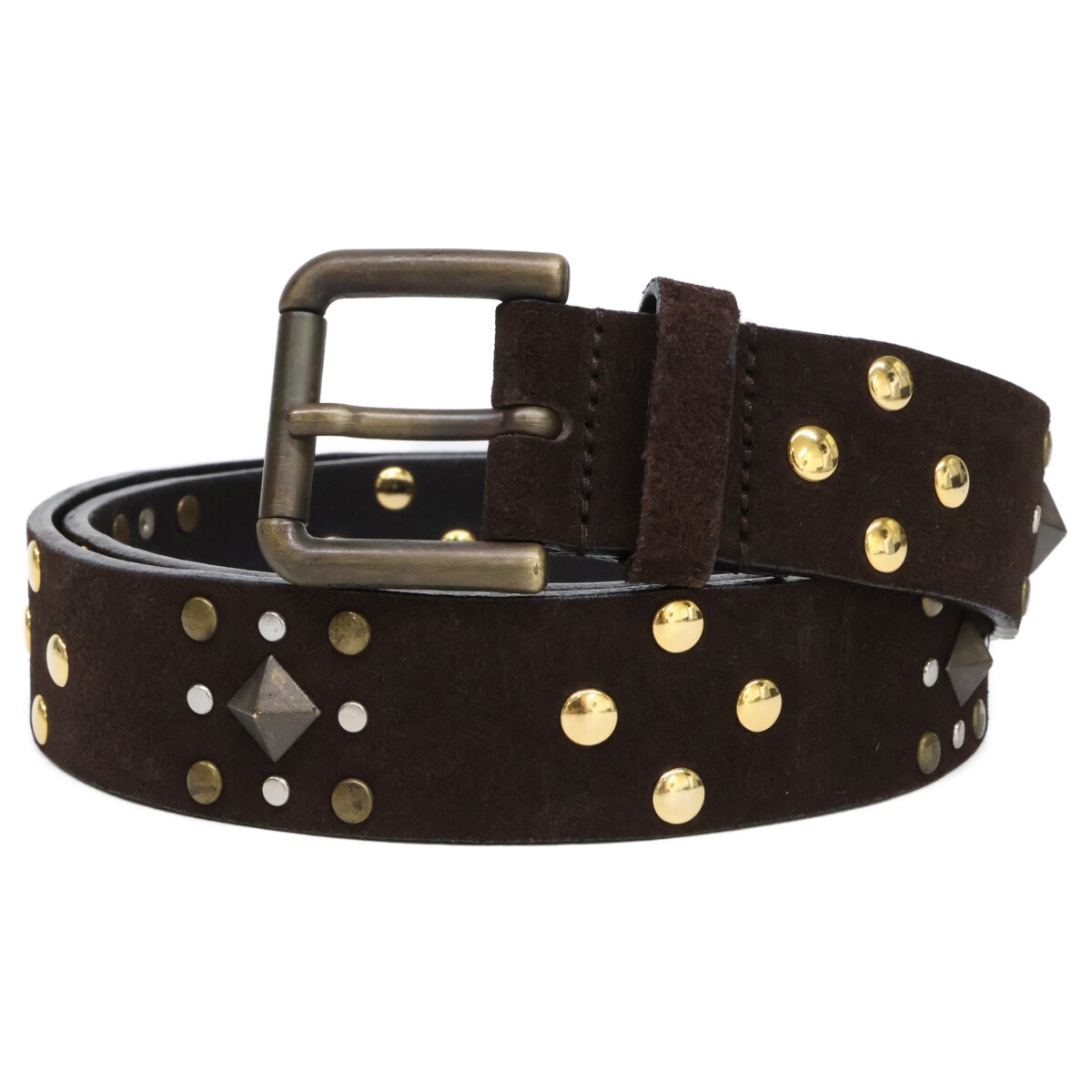 KAPITAL Oil Leather Studs Disco Buckle Belt 
