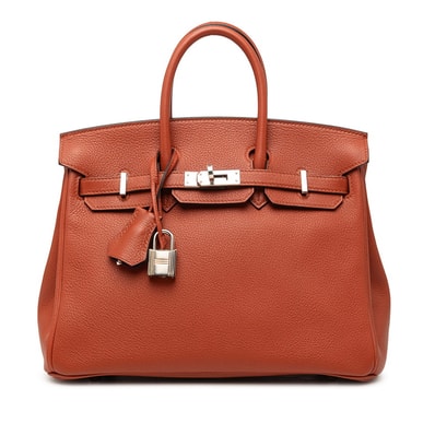 エルメス バーキン25 ハンドバッグ 内縫い オレンジ系 シルバー金具 トリヨンノビーヨ レディース HERMES 【中古】