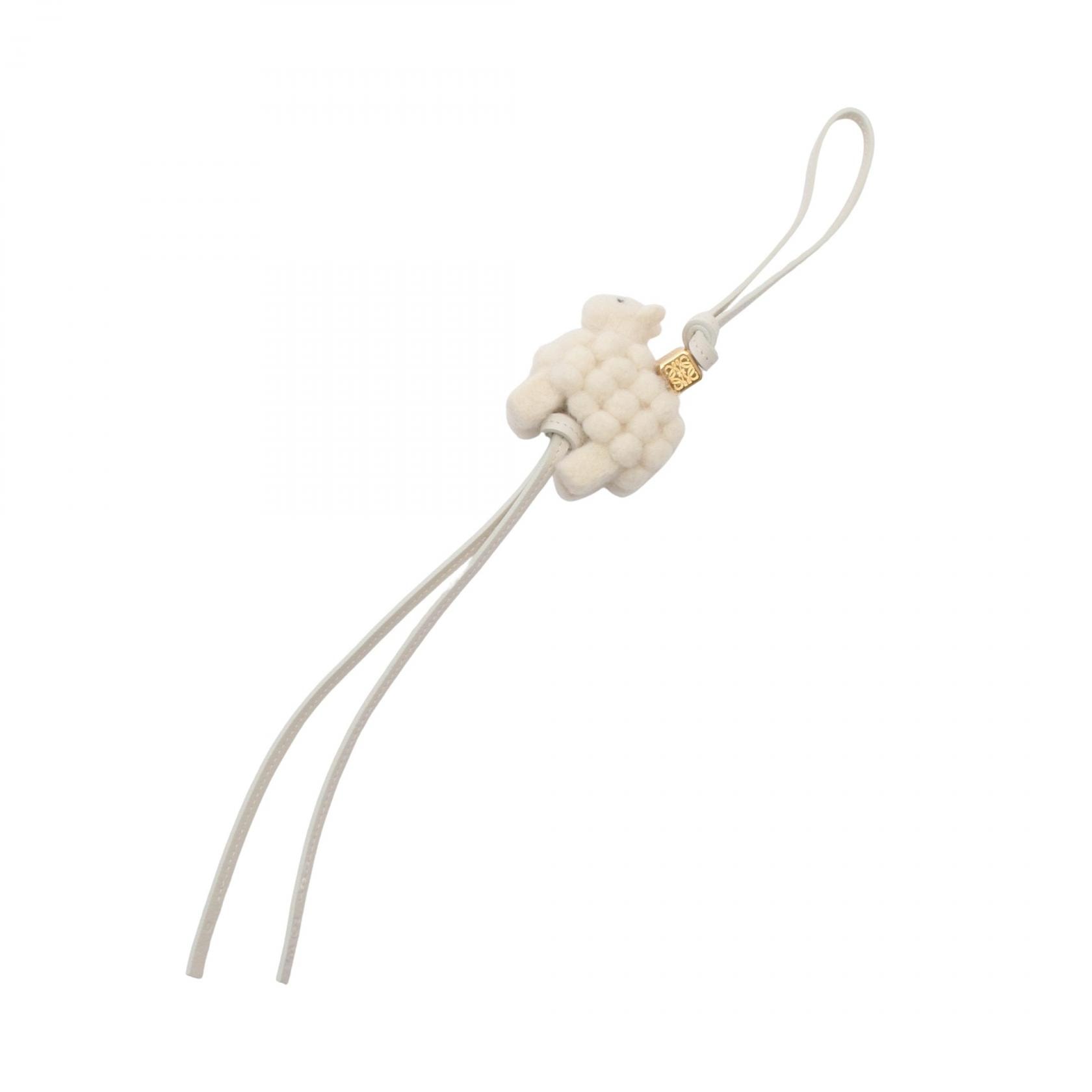 ロエベ LOEWE ヒツジ チャーム アクセサリー レザー レディース ホワイト系 【中古】