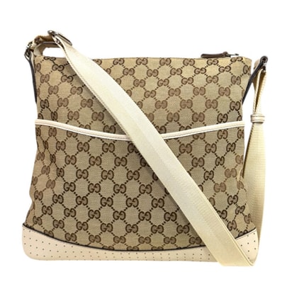 グッチ GGキャンバス ショルダーバッグ GGキャンバス 145857 ホワイト レディース GUCCI 中古