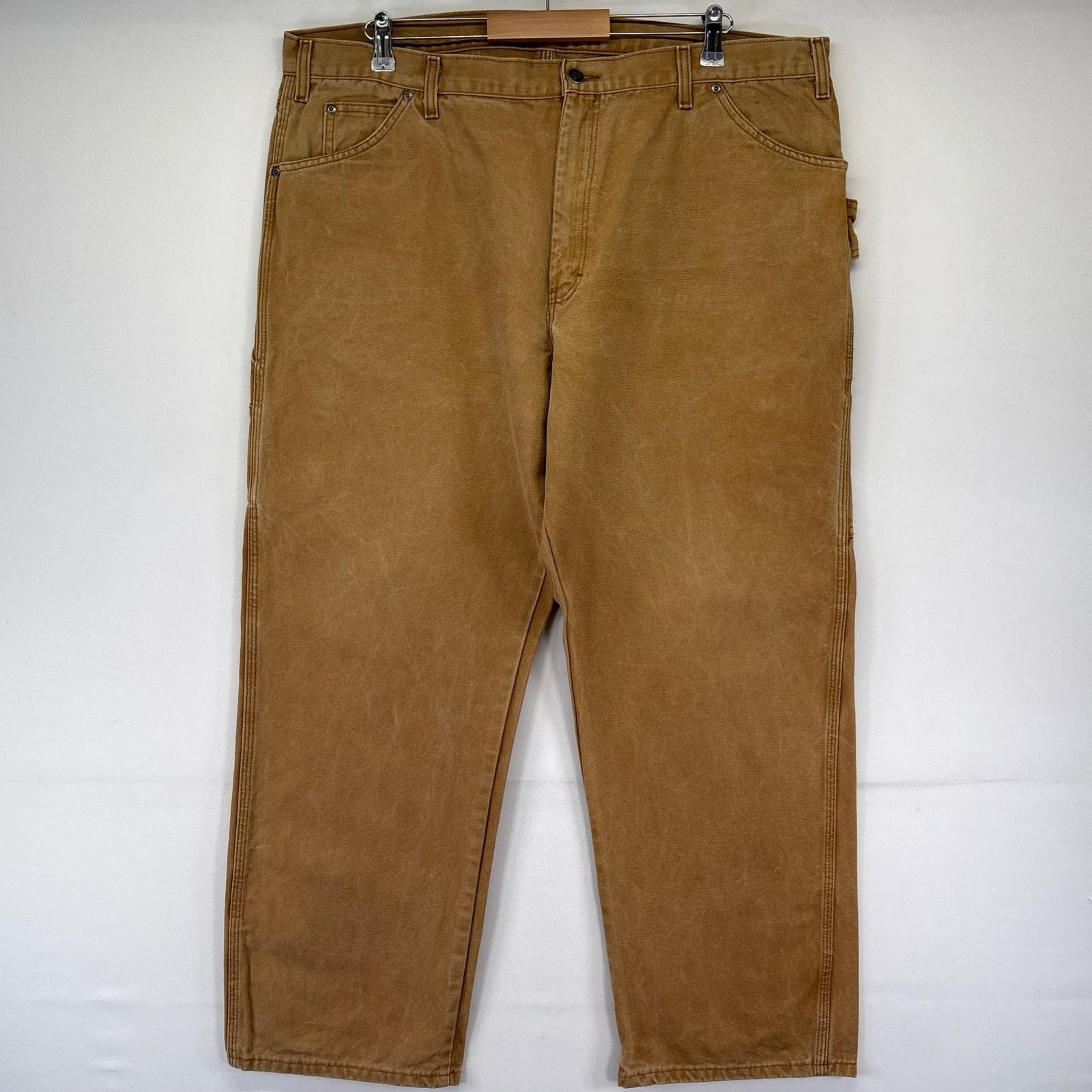 古着 ディッキーズ Dickies ダック パンツ ペインターパンツ ワーク ハンマーループ 大きいサイズ W42×L30  ブラウン系 メンズ