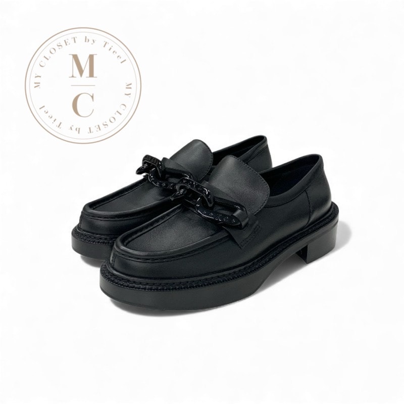 ルイヴィトン LOUIS VUITTON アカデミーライン モノグラム ローファー 革靴 靴 シューズ レザー ブラック 黒 チェーン